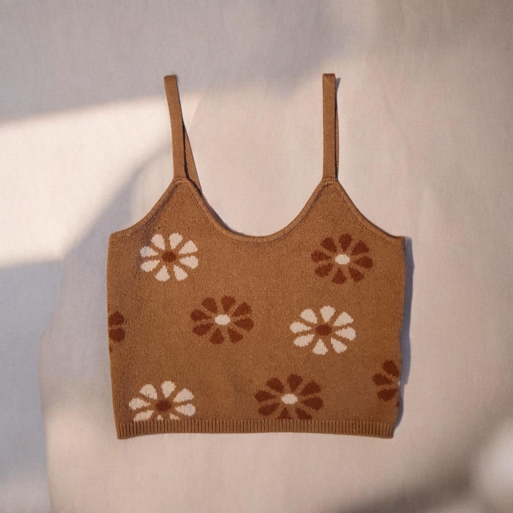 Altar'd State Brown Floral Crop Top-Size XS